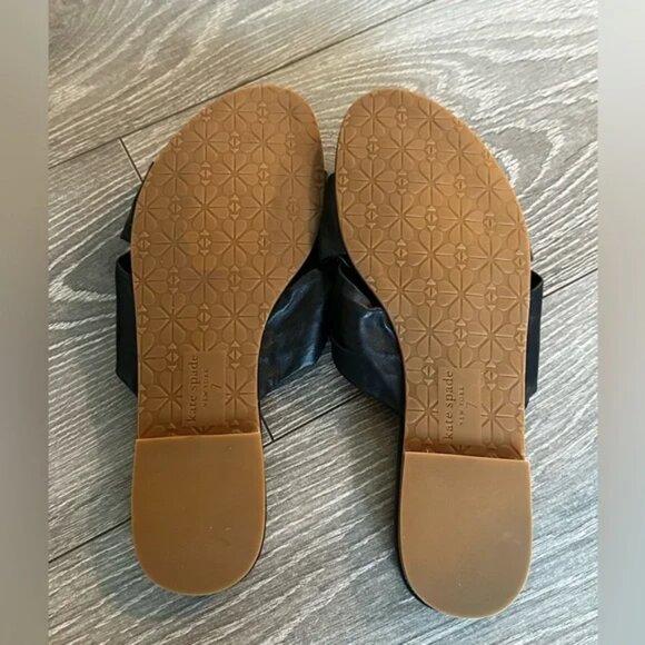 Kate Spade Marcella Black Leather Knotted Slip On Sandals NEW Size 7 - Picture 4 of 5